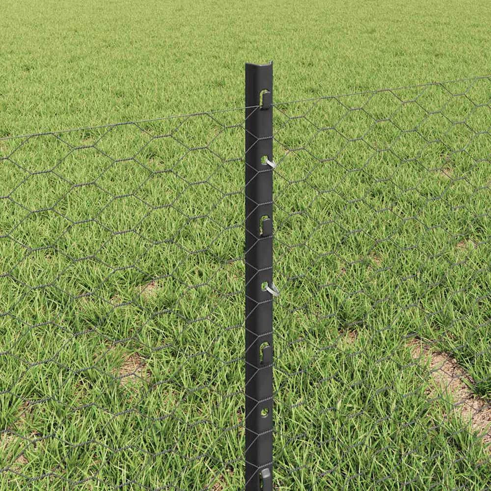 Hexagonal Fence with Post 10 x 0,4 m PVC dengtas plienas Pilka