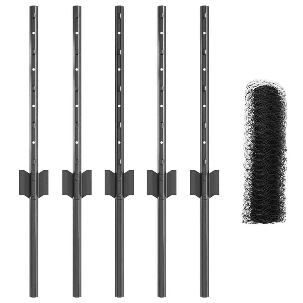 Hexagonal Fence with Post 10 x 0,4 m PVC dengtas plienas Pilka