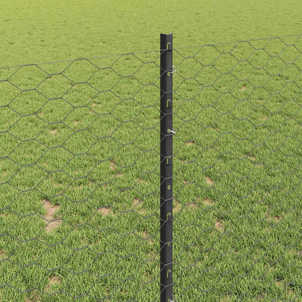 Hexagonal Fence with Post 25 x 1 m PVC dengtas plienas Pilka
