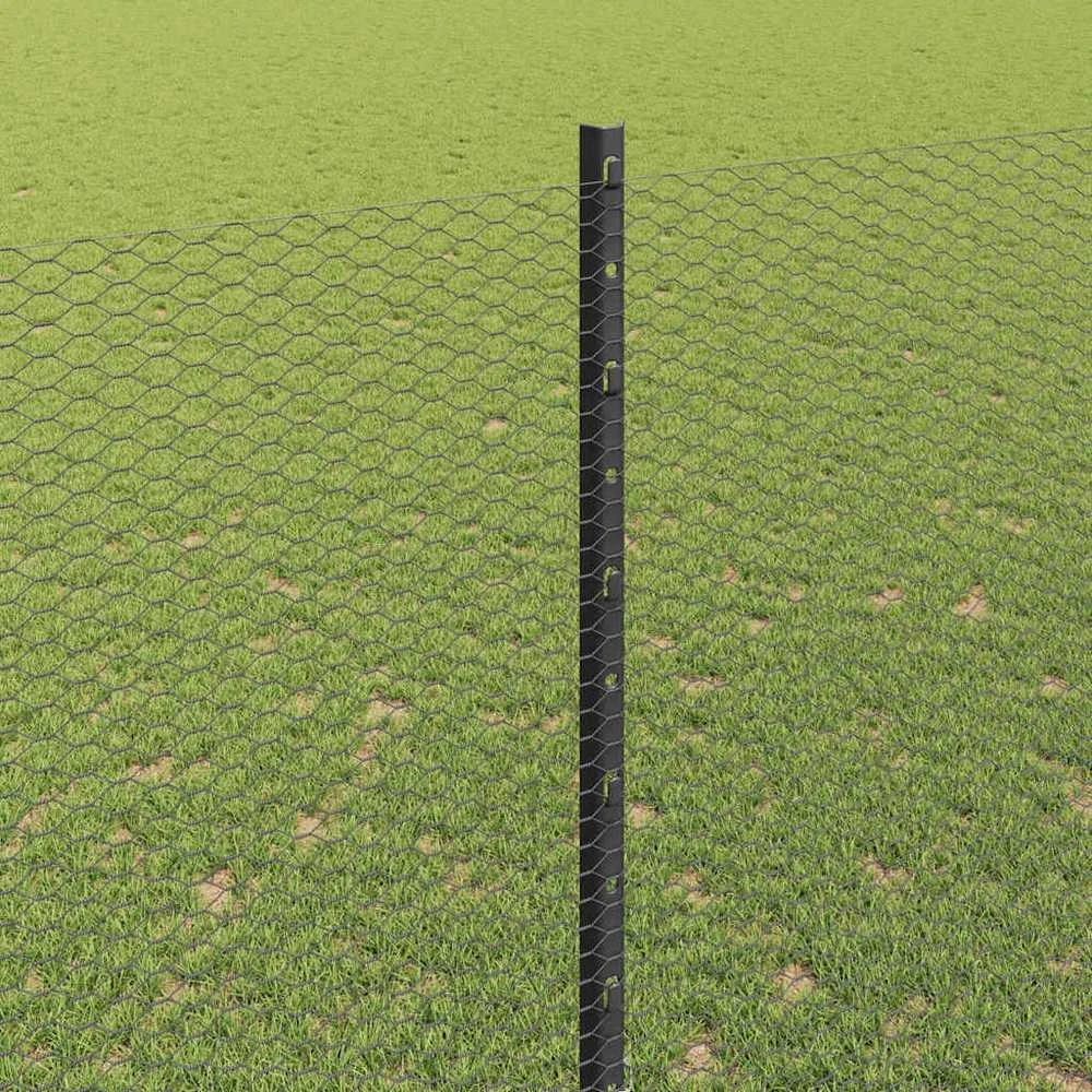 Hexagonal Fence with Post 10 x 1,6 m PVC dengtas plienas Pilka
