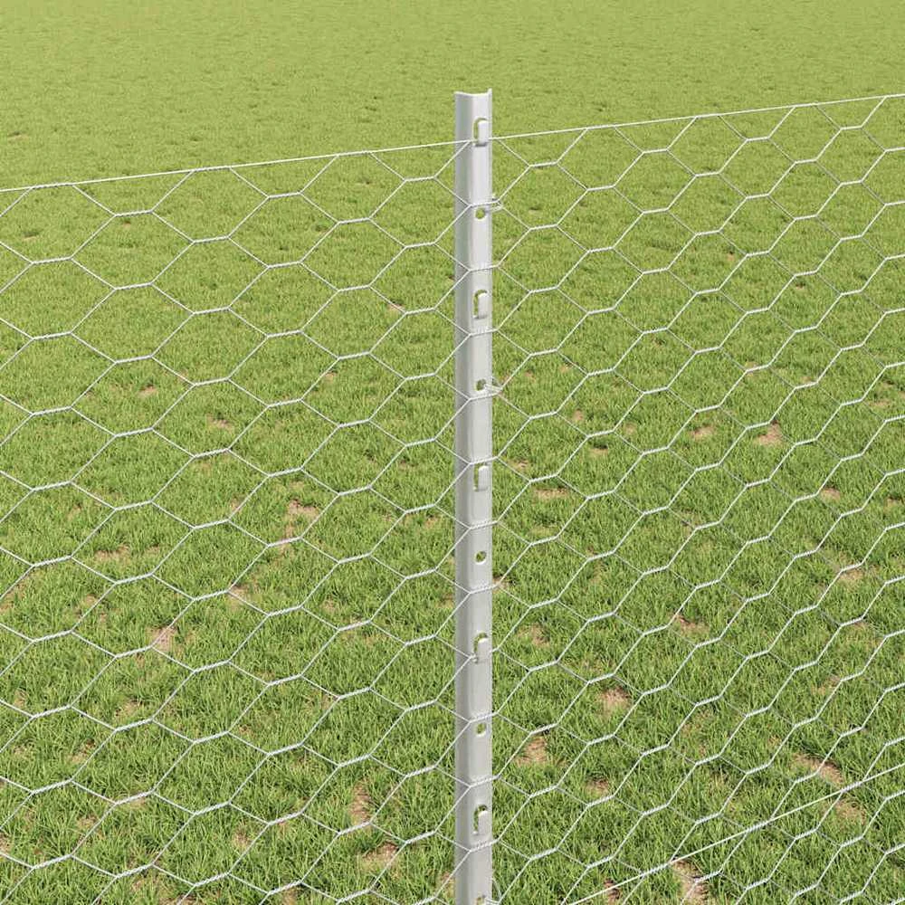 Hexagonal Fence with Post 25 x 1,4 m Galvanizuotas plienas