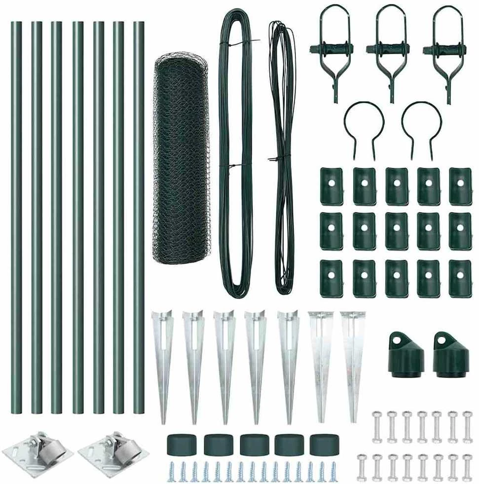 Hexagonal Fence with Post 10 x 0,8 m PVC dengtas plienas Žalia