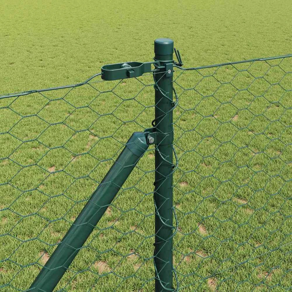 Hexagonal Fence with Post 10 x 1 m PVC dengtas plienas Žalia