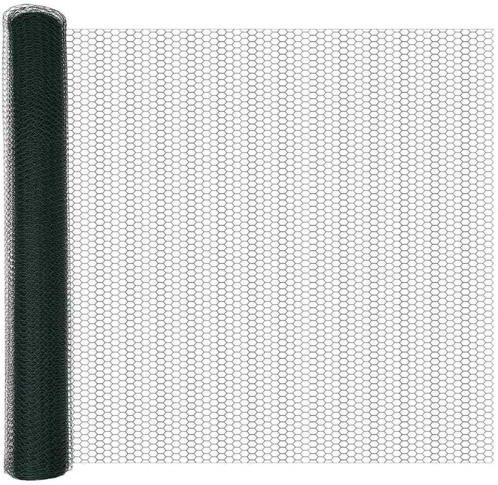 Hexagonal Fence with Post 10 x 1 m PVC dengtas plienas Žalia