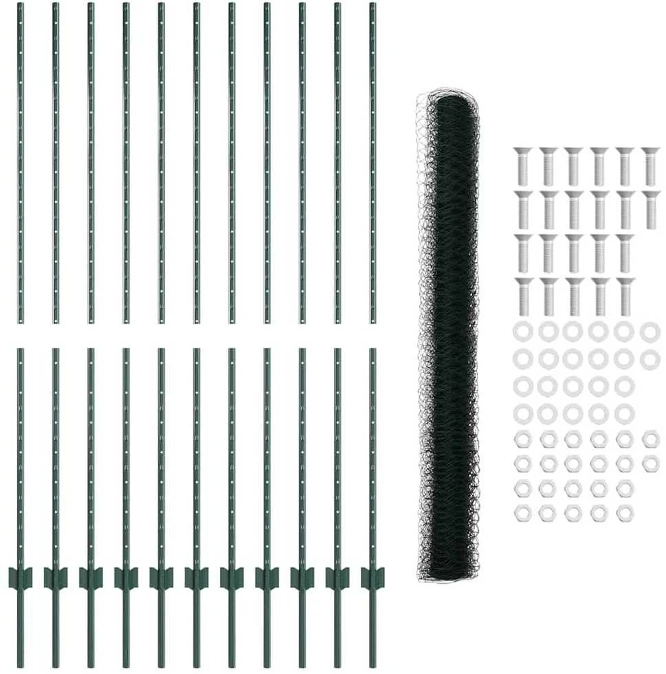 Hexagonal Fence with Post 25 x 1,6 m PVC dengtas plienas Žalia
