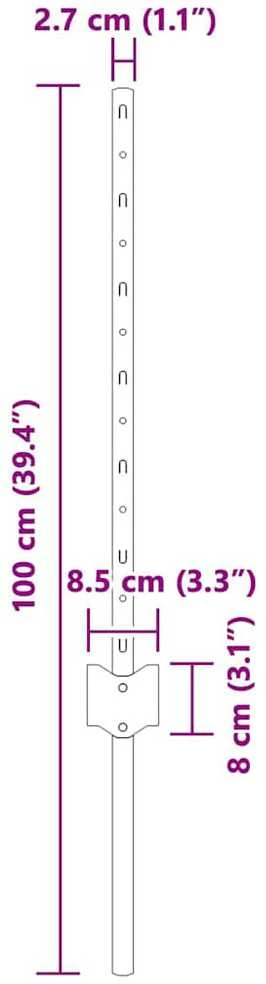 Įmontuotas tvoros stulpas 22 vnt. Pilka 100 cm