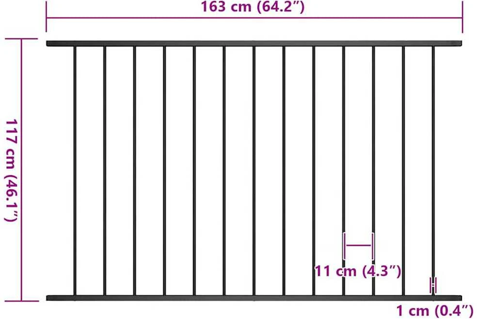 Tvoros plokštė, juodos spalvos, 1,7x1,25m, plienas