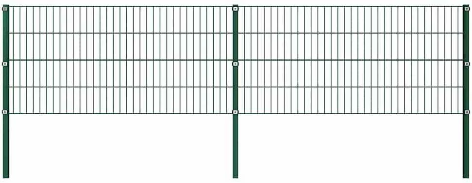 Tvoros segmentai su stulpais, žalios sp., 3,4x0,8m, geležis