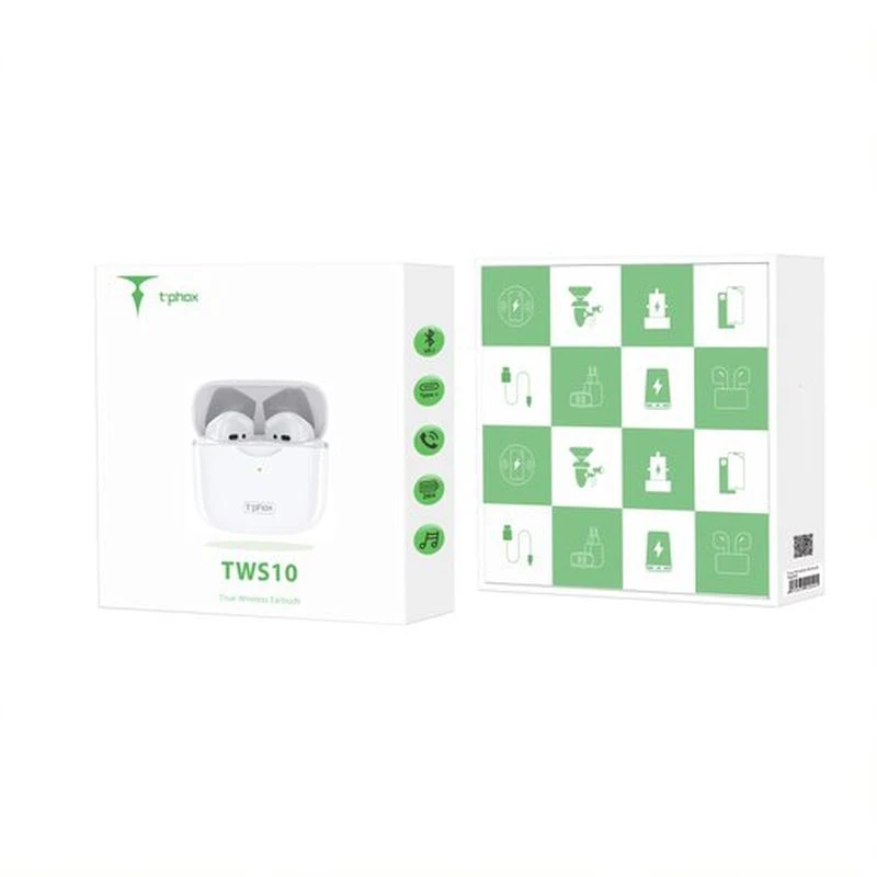 Ausinės T-PHOX TWS-10 BT, baltos spalvos