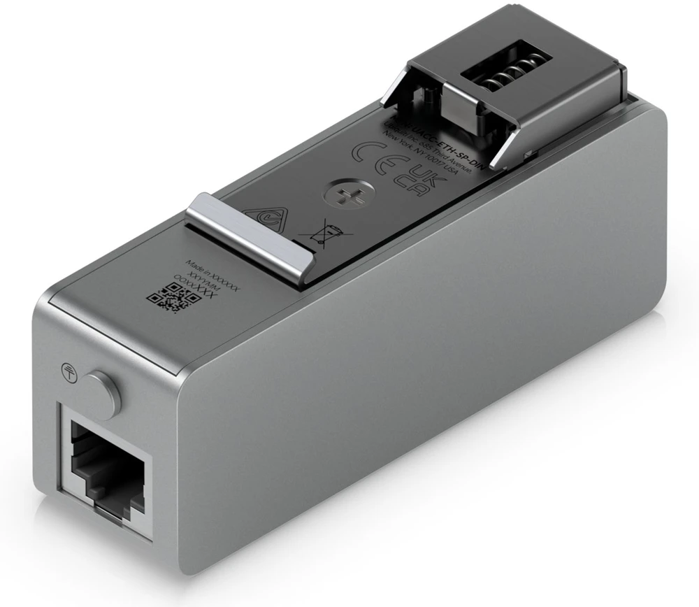 „Ubiquiti UACC-ETH-SP-DIN“ Ethernet viršįtampių apsauga. Dvikryptė apsauga, skirta iki 10 GbE, PoE++ ir 20 kA viršįtampių iškrovimui, skirta montuoti patalpose.
