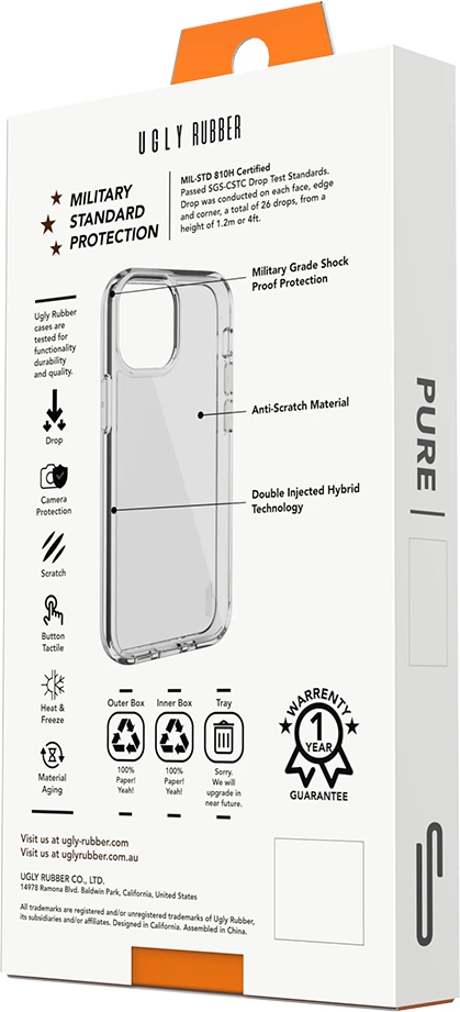 Ugly Rubber Pure Apple iPhone 15 Plus 6,7" dėklas telefonui skaidrus