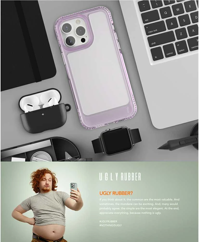 Ugly Rubber UMODEL Apple iPhone 15 Plus 6,7" dėklas telefonui skaidrus dėklas telefonui juodos spalvos