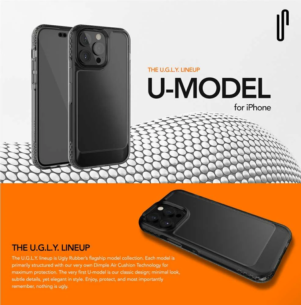 Ugly Rubber UMODEL Apple iPhone 15 Plus 6,7" dėklas telefonui skaidrus dėklas telefonui juodos spalvos