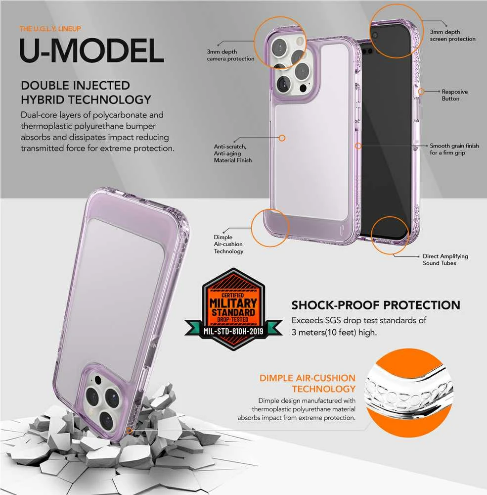 Ugly Rubber UMODEL Apple iPhone 15 Plus 6,7" dėklas telefonui skaidrus dėklas telefonui juodos spalvos