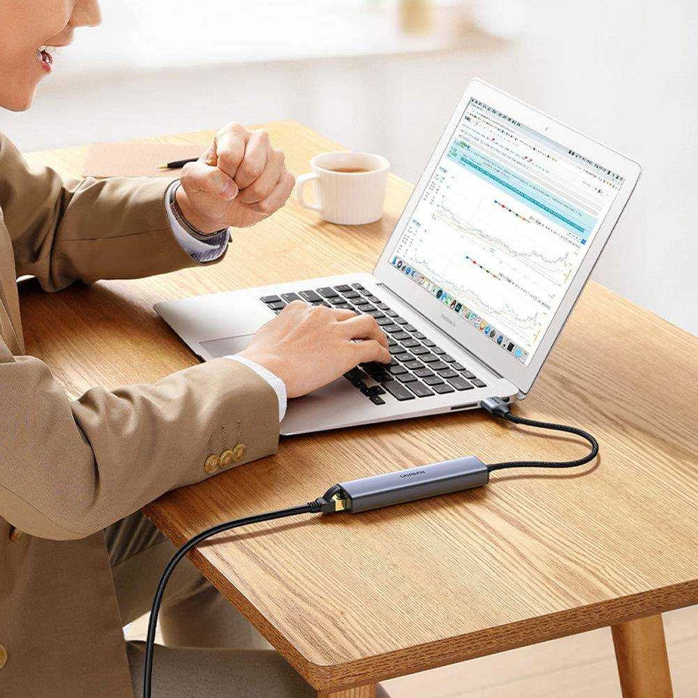 UGREEN 5in1 USB-A 3x USB 3.0 + RJ45 + USB-C adapteriai