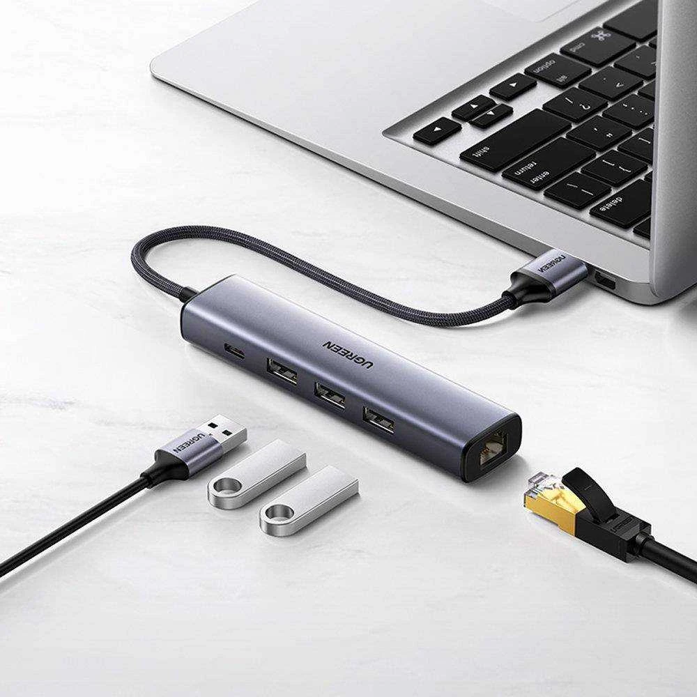 UGREEN 5in1 USB-A 3x USB 3.0 + RJ45 + USB-C adapteriai