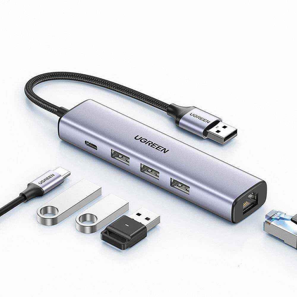 UGREEN 5in1 USB-A 3x USB 3.0 + RJ45 + USB-C adapteriai