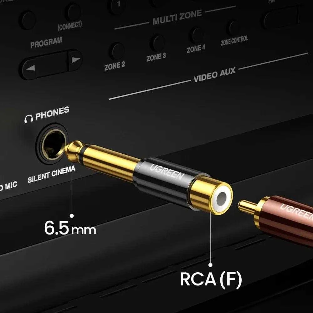 Adapteris 6.35mm kištukas - RCA lizdas AV169 UGREEN