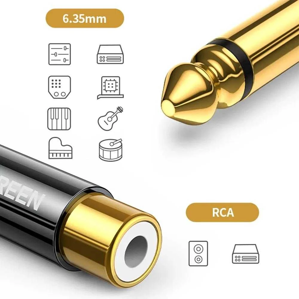 Adapteris 6.35mm kištukas - RCA lizdas AV169 UGREEN