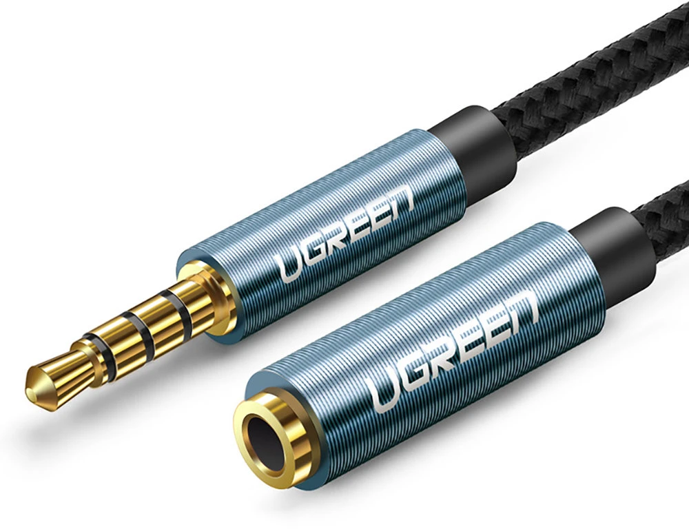 Laido pratęsimas audio AUX lizdas 3.5mm UGREEN AV118, 1m - pilkas/juodas