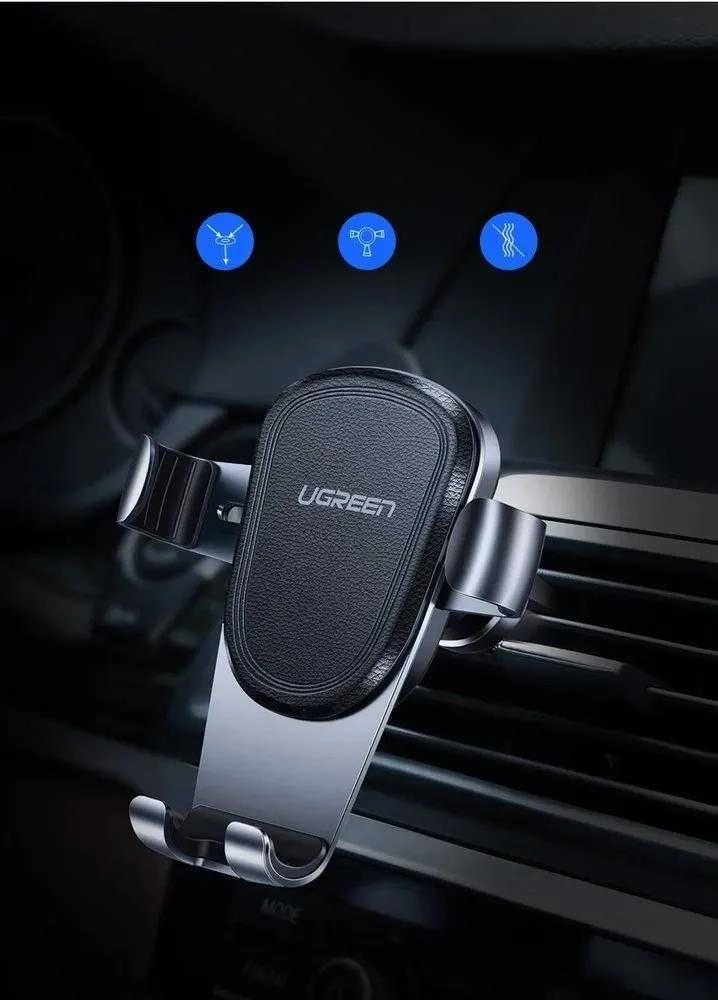Ugreen automobilio gravitacinis laikiklis oro tiekimo ventiliacijos grotelėms pilkos spalvos (50564)