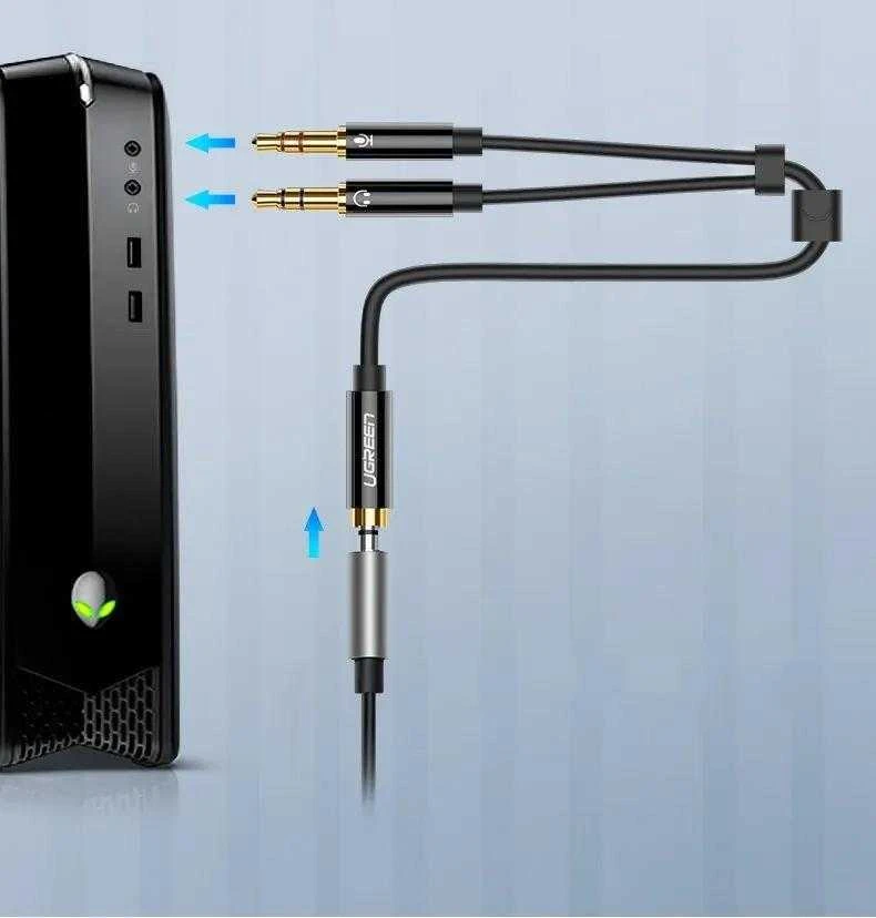 Audio kabelis UGREEN 3.5mm lizdas - 2xkištukas - Juodas