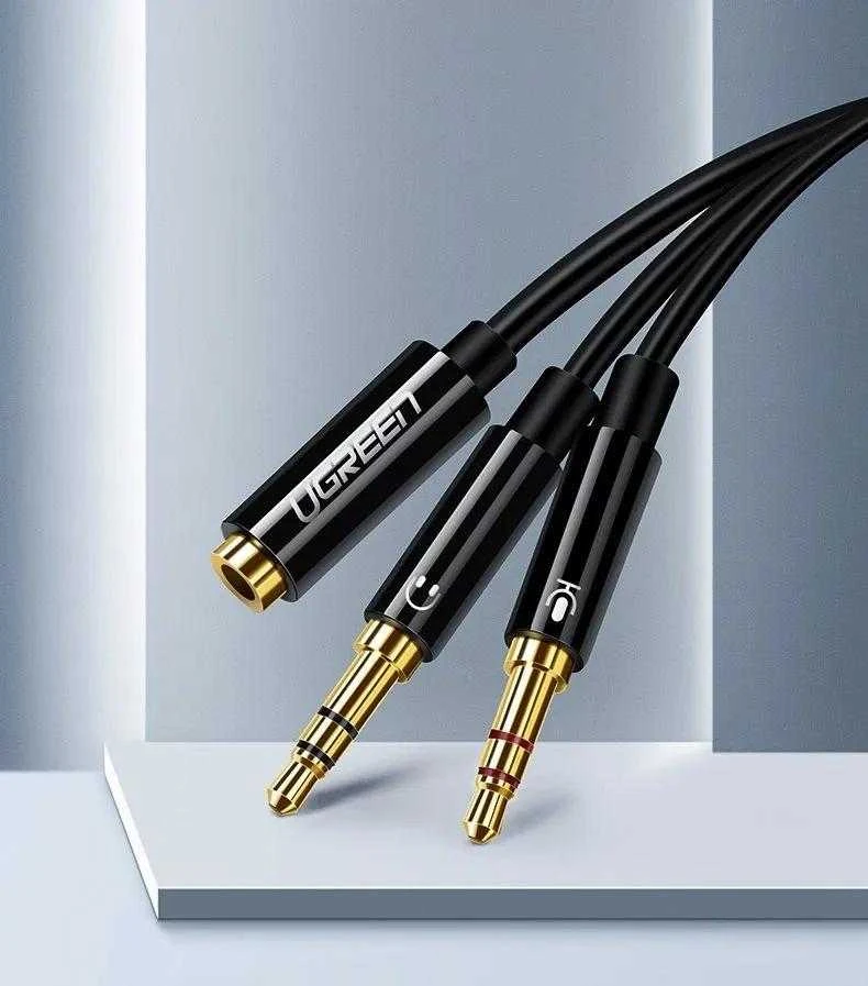 Audio kabelis UGREEN 3.5mm lizdas - 2xkištukas - Juodas