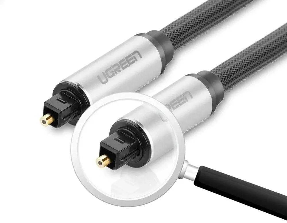 Kabelis optinis TOSLINK - TOSLINK 2m su nailoniniu šarvu AV108 pilkas UGREEN