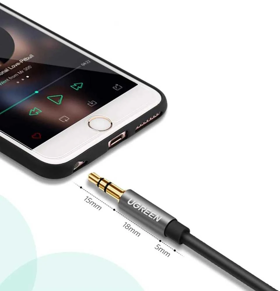 UGREEN AUX kabelio prailginimas mini-jack 3.5mm 1m - Pilkas