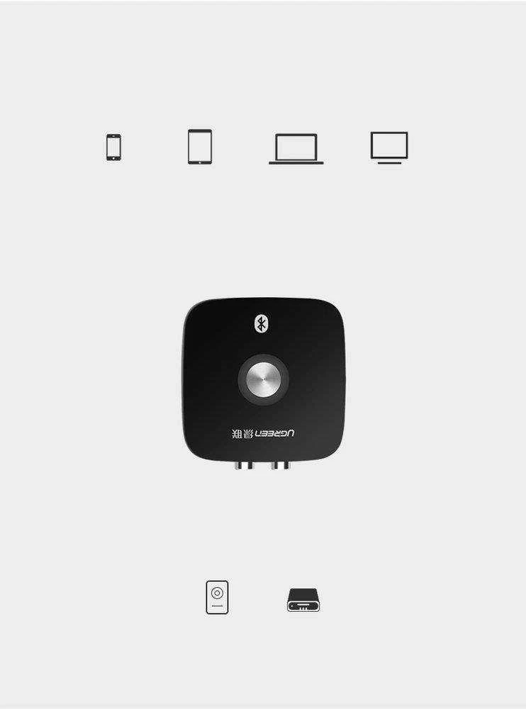 Ugreen Bluetooth 5.0 imtuvo adapteris 2x RCA 3.5mm lizdas aptX juodas