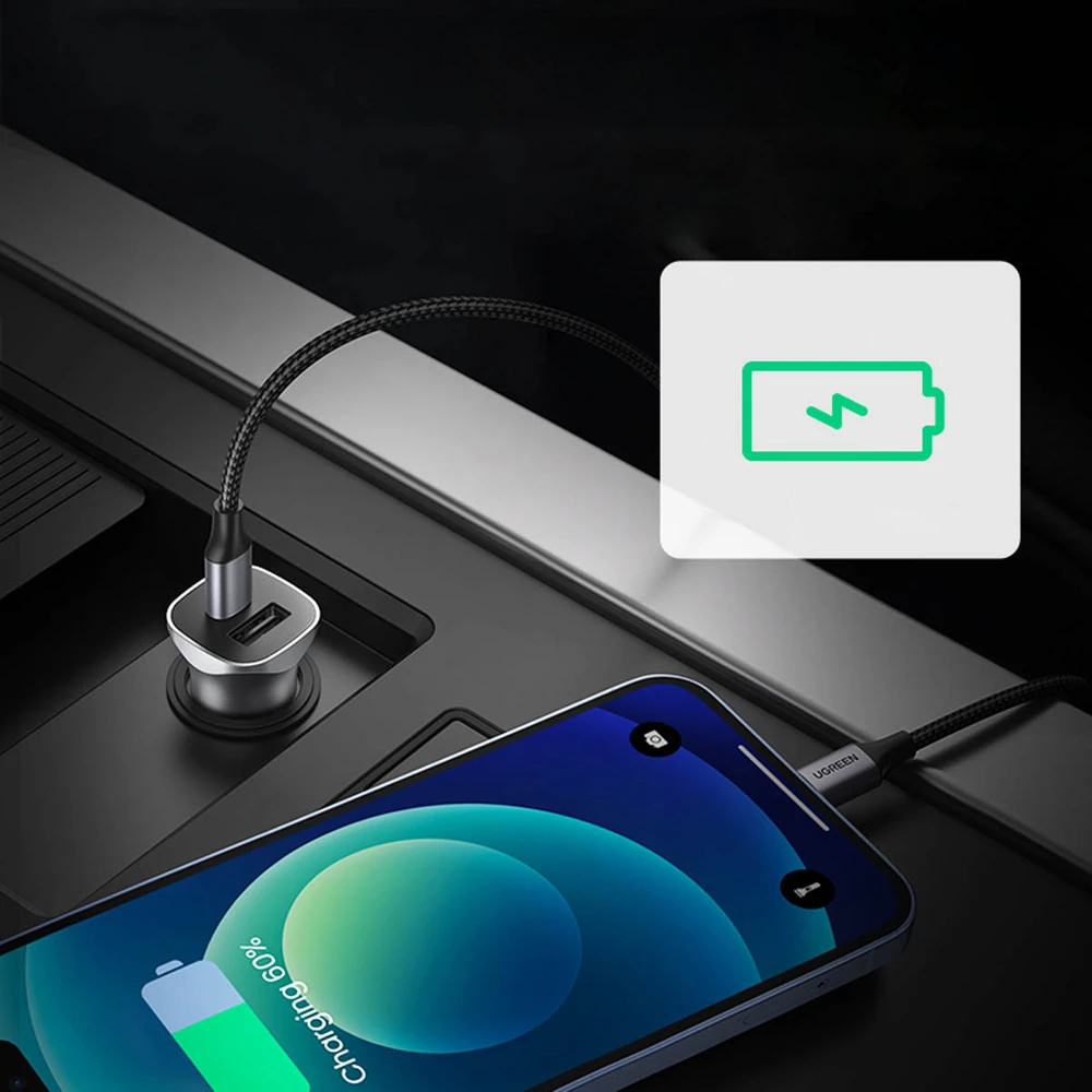 Automobilinis įkroviklis Ugreen CD130 USB-C/USB-A 30W pilkas