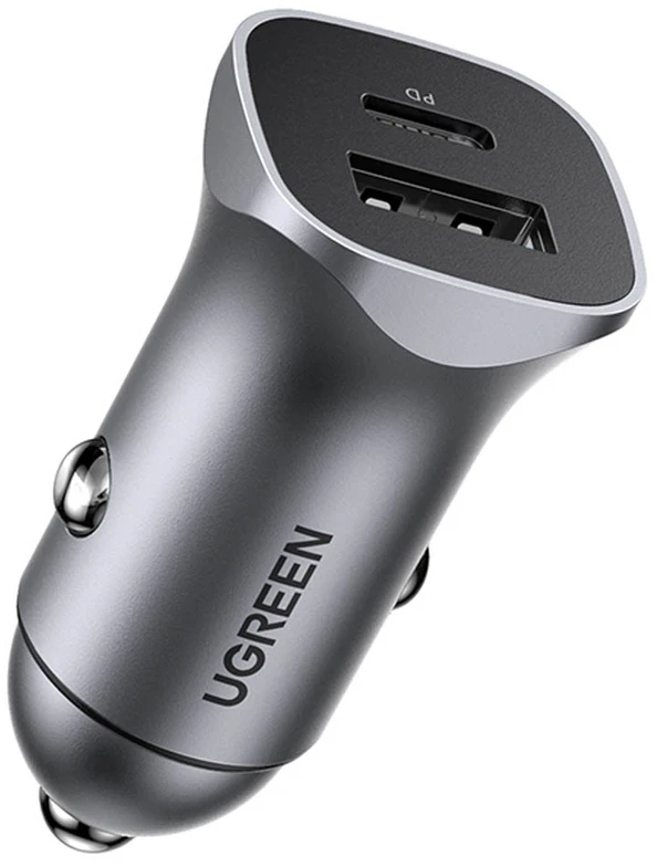 Automobilinis įkroviklis Ugreen CD130 USB-C/USB-A 30W pilkas