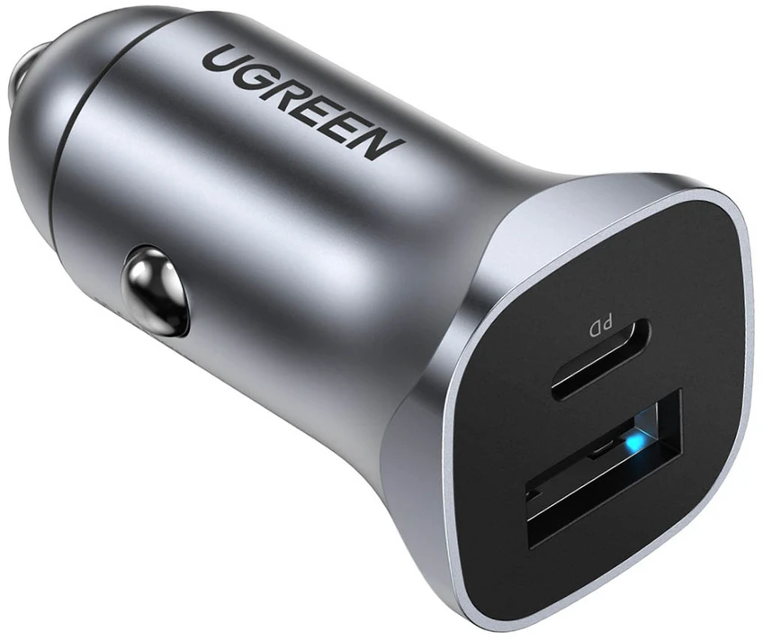 Automobilinis įkroviklis Ugreen CD130 USB-C/USB-A 30W pilkas