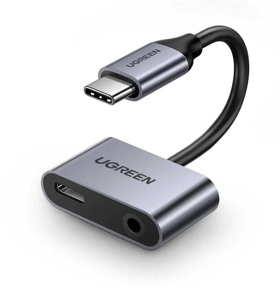 UGREEN Adapteris USB-C kištukas - USB-C ir 3.5mm lizdai pilkas