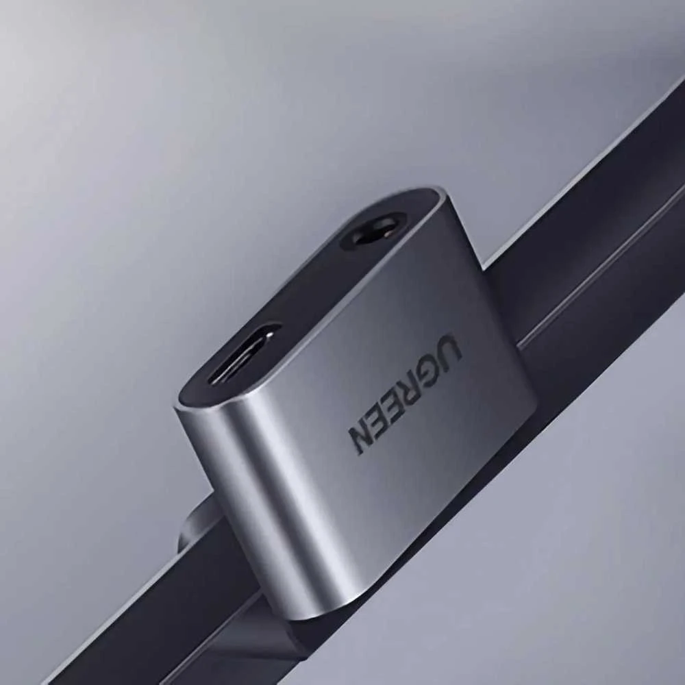 UGREEN Adapteris USB-C kištukas - USB-C ir 3.5mm lizdai pilkas