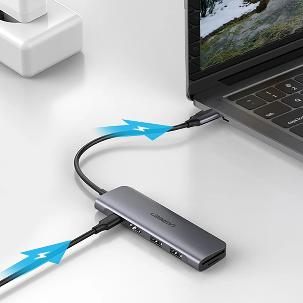 Adapteris HUB UGREEN CM195 USB-C prie HDMI, 2x USB-A 3.0, SD/TF, PD
