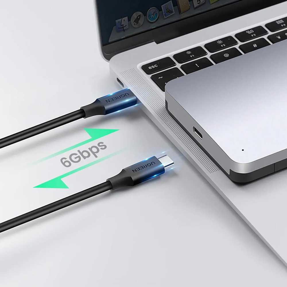 Ugreen CM300 70499 skyrius 2,5'' SATA 3.0 6Gbps kietasis diskas – pilkas + USB-C – USB-C laidas 0,5 m