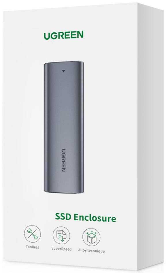 Ugreen Išorinis korpusas SSD M.2 NGFF SATA 3.0 5Gbps (USB-C lizdas), pilkas