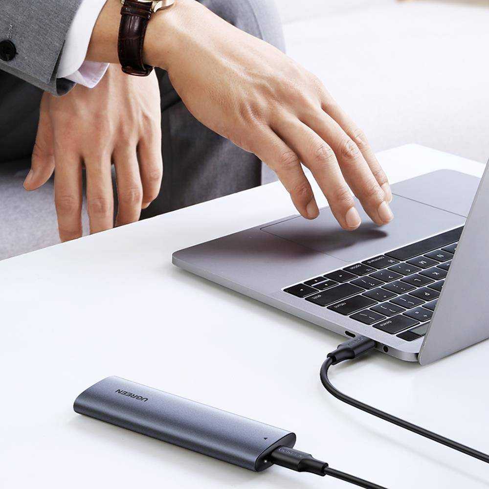 Ugreen Išorinis korpusas SSD M.2 NGFF SATA 3.0 5Gbps (USB-C lizdas), pilkas