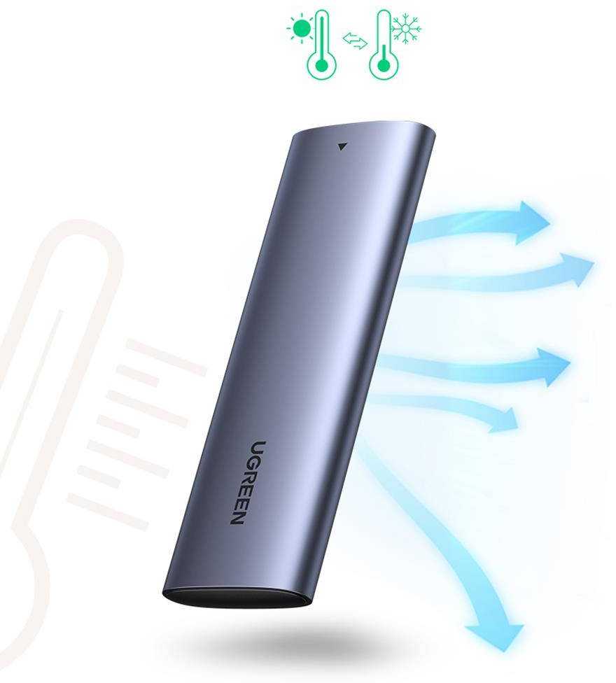 Ugreen Išorinis korpusas SSD M.2 NGFF SATA 3.0 5Gbps (USB-C lizdas), pilkas