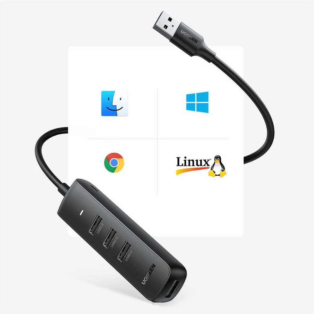 UGREEN CM416 4 az 1-ben USB-4x USB adapteris 0.25m (fekete)