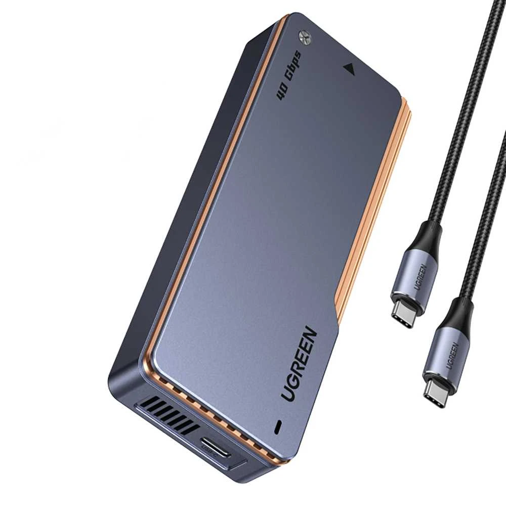 „Ugreen D703 USB4 40Gb/s M.2 NVMe SSD“ korpusas su aktyviu aušinimu – pilkas