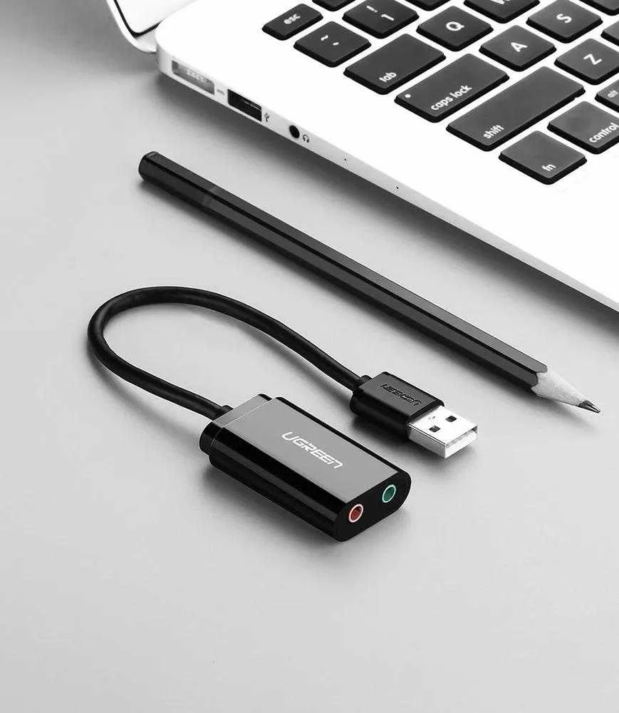 Išorinė USB garso plokštė UGREEN 15cm (juoda)
