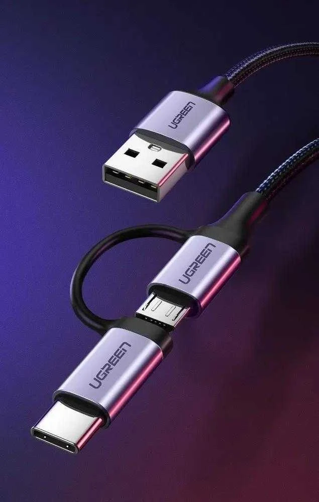 UGREEN Type-C/MicroUSB kabelis QC 3.0 1m