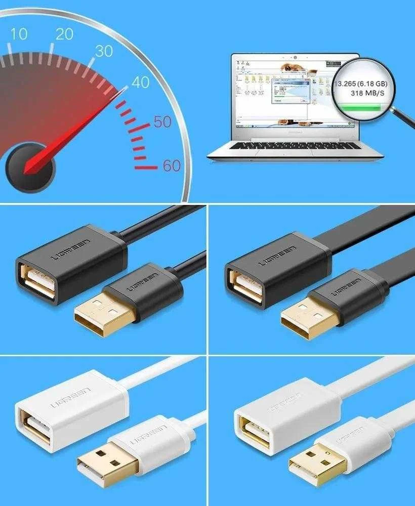 iLike UGREEN US103 USB 2.0 prailginimo kabelis 2m - Juodas