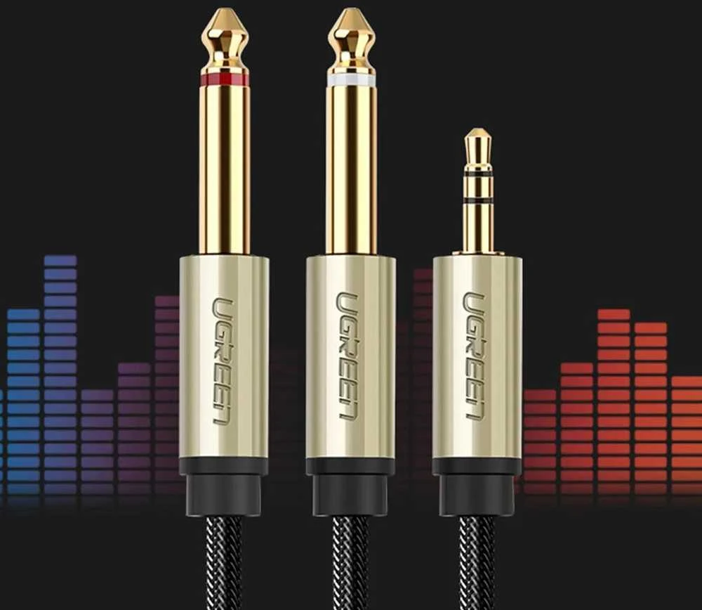 UGREEN AV126 3.5mm - 2x 6.35mm laidas 2m pilkas