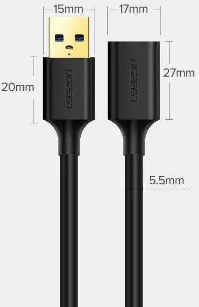UGREEN USB 3.0 prailginimo laidas 1.5 m - Juodas