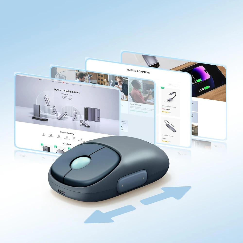 Ugreen MU102 FUN+ Bluetooth / 2.4 GHz Belaidė pelė – juodos spalvos