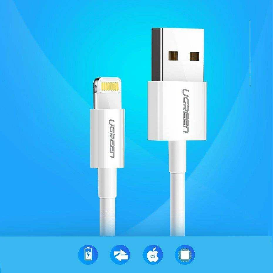 UGREEN nikeliuotas USB - Lightning laidas MFi 1m