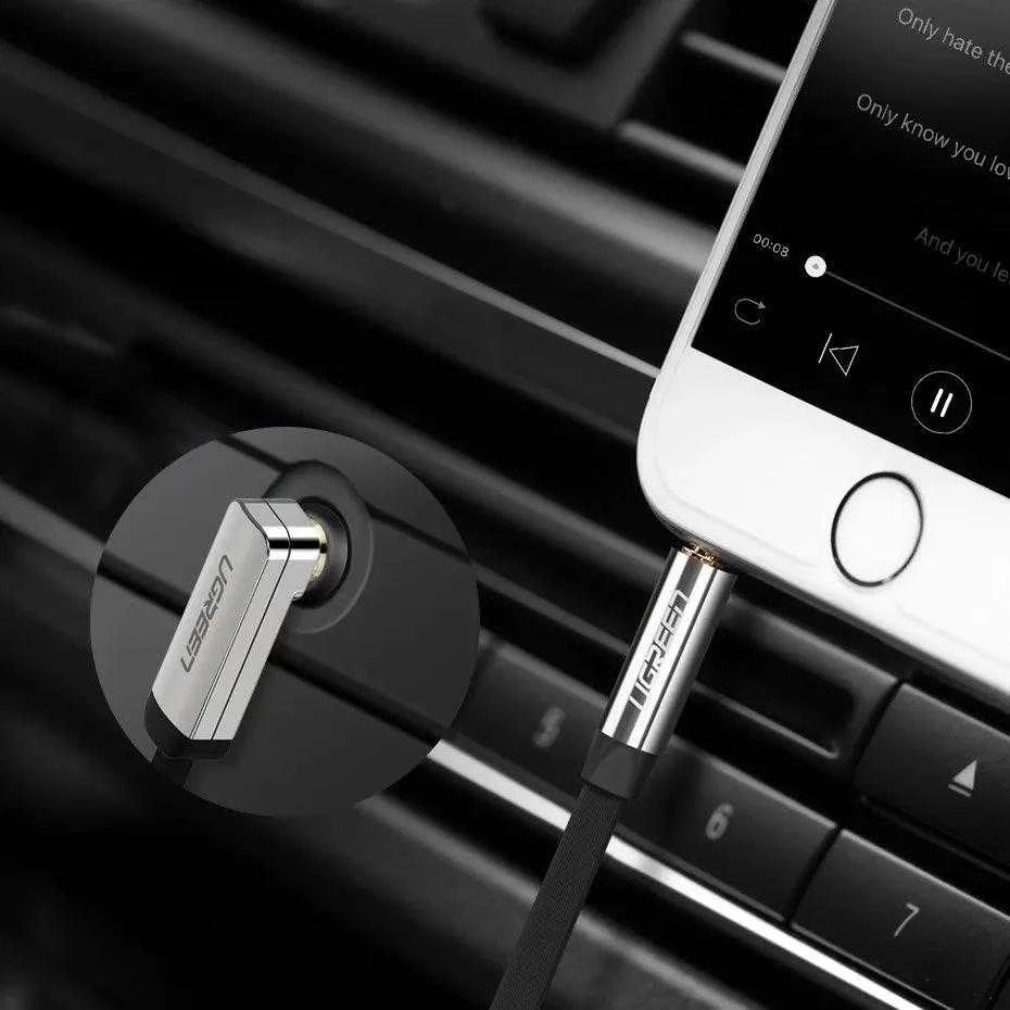 UGREEN Mini AUX 3.5mm kampinis kabelis 2m